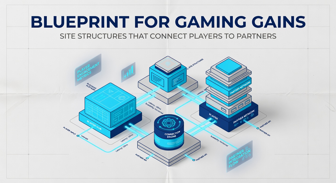 Diagram illustrating interconnected site architecture linking player entry points to affiliate partner gateways in gaming ecosystems