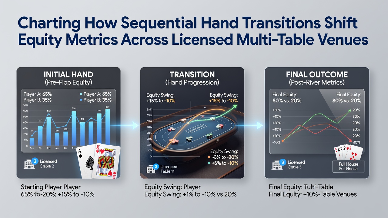 Chart displaying equity metric shifts during sequential hand transitions in multi-table poker venues