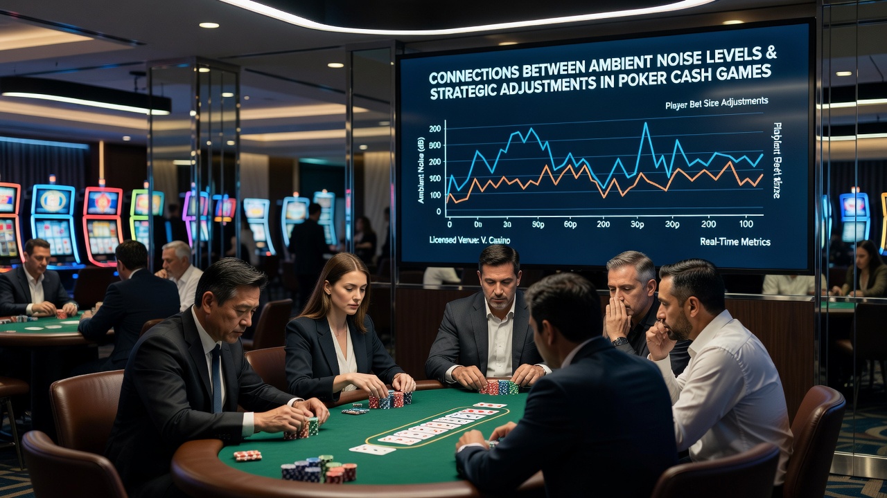 Casino poker room interior showing sound-absorbing features and player positioning relative to noise sources