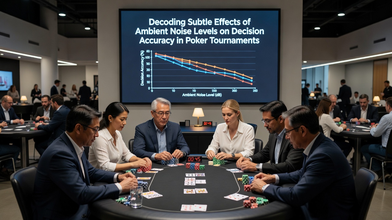 Close-up view of poker table with sound level monitoring equipment positioned near players during active play