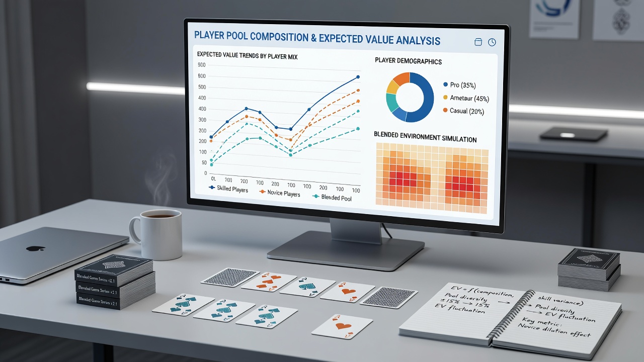 Chart displaying expected value shifts based on player experience levels in mixed card game rooms