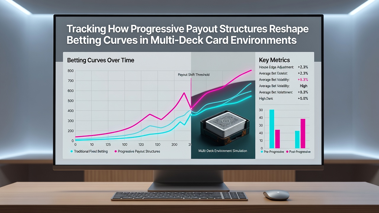Graph illustrating betting curve reshaping due to progressive payouts in multi-deck card environments